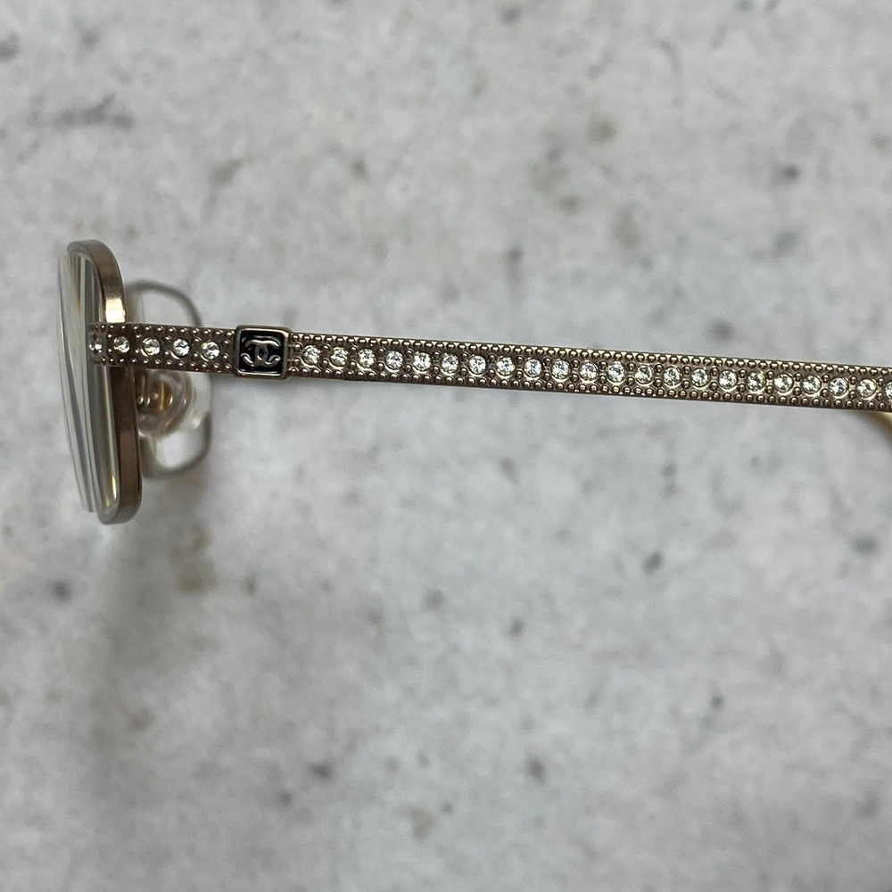 Chanel 2075-B c.304 Eyeglasses Gold Crystal Rectangle Frames Italy 51-17-135 - Picture 10 of 11